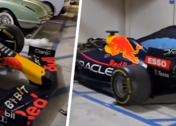VIDEO: Deze autoverzamelaar heeft gewoon Max Verstappen zijn F1-auto in zijn garage staan