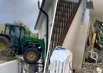 VIDEO: Boer neemt verkeerde afslag en stalt zijn John Deere in de woonkamer