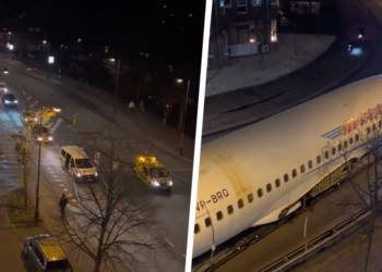 VIDEO: In Haarlem wordt een mega vliegtuig gewoon over de openbare weg vervoerd