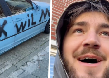 VIDEO: Man moet extra letters toevoegen op zijn besmurde auto