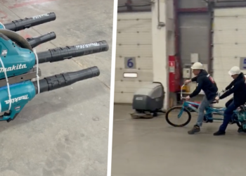 VIDEO: Mannen bouwen ‘elektrische’ fiets van Makita bladblazers