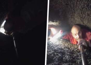 VIDEO: Ontdekkingsreiziger heeft niet zo snel last van claustrofobie in krappe grotten
