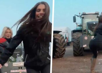 VIDEO: Twee boerinnen schudden het platteland op met hun verleidelijke dans voor een trekker