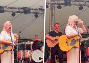 VIDEO: Miss Montreal verbaast fans en leegt bierglas in één teug tijdens optreden