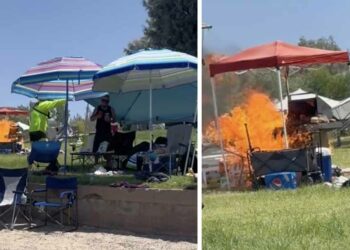 VIDEO: Man maakt een BBQ-foutje met grote gevolgen voor de hele camping