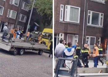 NET BINNEN: Beelden van de eerste explosie/schietpartij in Rotterdam