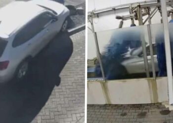 VIDEO: Man knalt met 50 km/u door de wasstraat in Oss