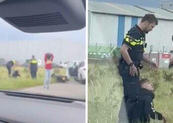 VIDEO: Jongen met ‘Pak me dan’-sticker van scooter gereden door de politie