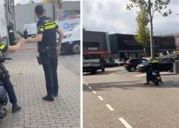 VIDEO: Politieagent faalt spectaculair bij inbeslagname van een scooter