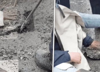 Header x hand in beton