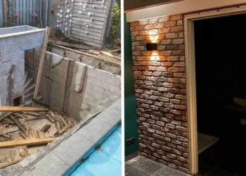 Een mancave bouwen in je tuin: mannen bouwen oude vijver om tot mancave