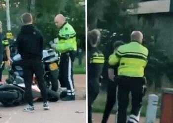 VIDEO: Politie grijpt keihard in tegen scooter gappies: jongen geboeid naast zijn kapotte scooter