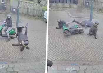 VIDEO: Wheelie doen gaat gruwelijk mis en wordt vastgelegd door deurbel met camera