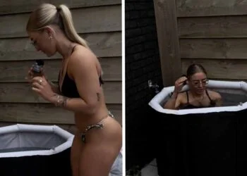 VIDEO: Dame met bril legt op bijzondere wijze uit hoe je een ijsbad kan verslaan