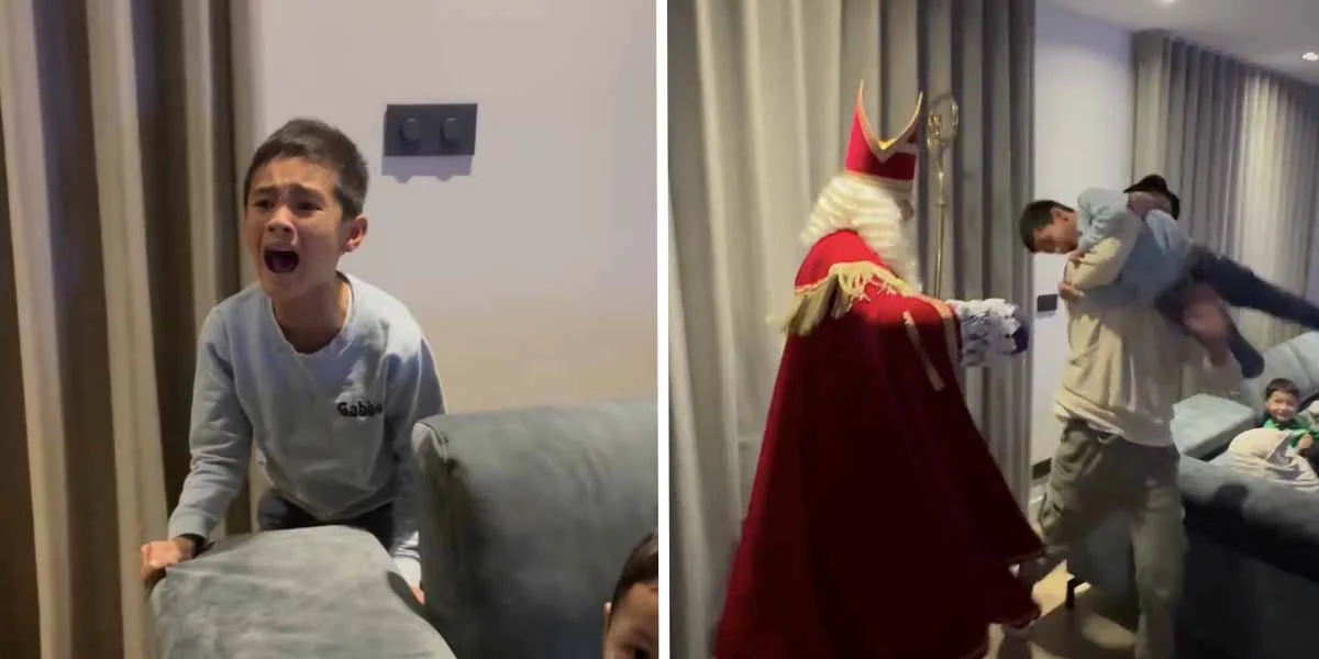 VIDEO: Internet valt over video van kind dat mee moet in de zak van