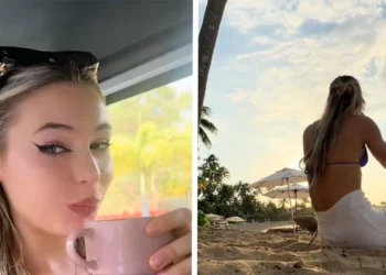 VIDEO: Jutta Leerdam gaat erop en geniet van het strand in blauwe bikini