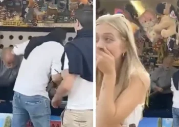 VIDEO: Jongeman schiet expres in speelgoed van kermis-schiettent: eigenaar grijpt genadeloos in