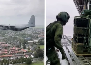 VIDEO: Mega vrachtvliegtuig vliegt laag in Nederland en dropt spullen