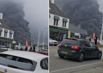 BEELDEN: Omstander filmt brand in Roosendaal: Plastic zorgt voor enorme rookontwikkeling