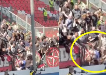 VIDEO: Ajax-supporters flikkeren medefans het uitvak uit in Utrecht: ”Wegwezen jullie!”