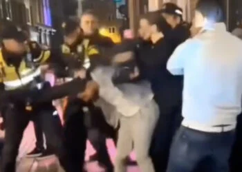 VIDEO: Politieagenten mengen zich in hevige vechtpartij tijdens stapavondje in Groningen