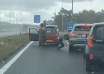 VIDEO: Automobilisten stappen uit en gaan op de vuist midden op de snelweg