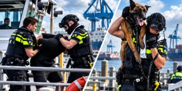 VIDEO: Man moet van boot worden gehaald na mishandeling vrouw: politie haalt alles uit de kast