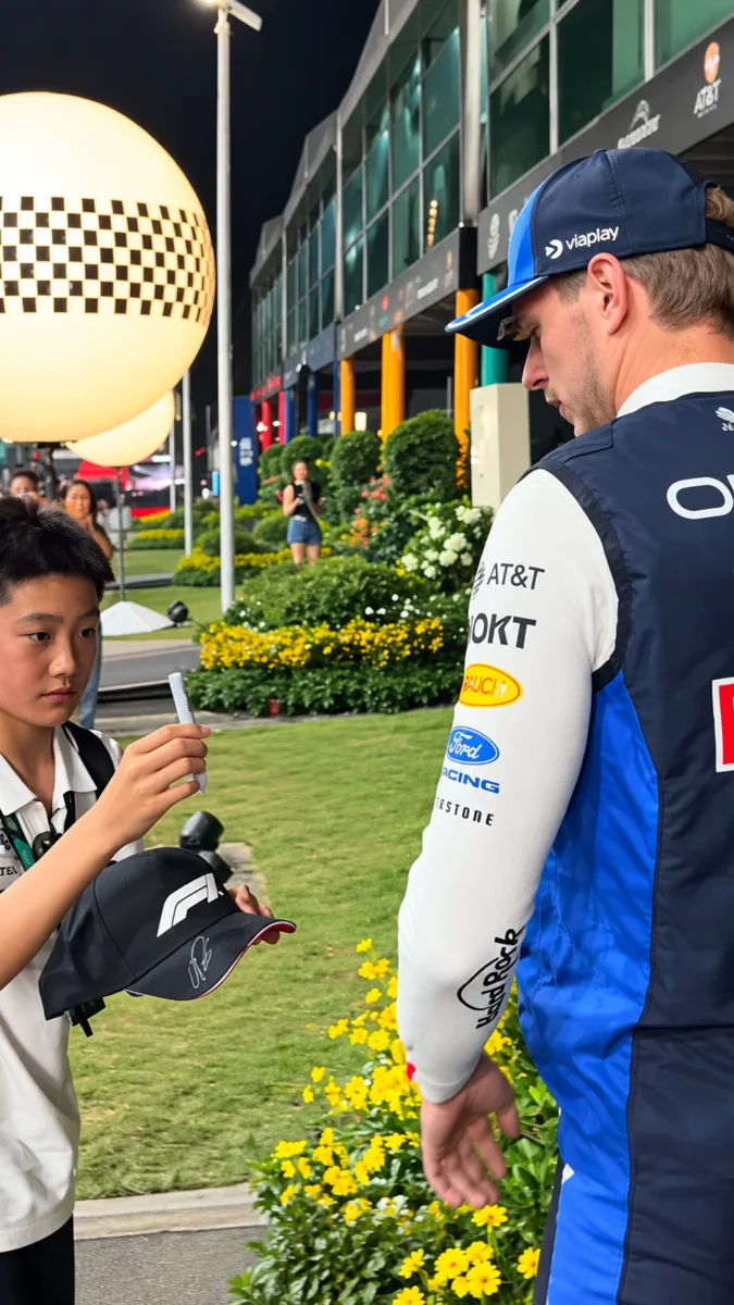Jochie vraagt handtekening MAx Verstappen